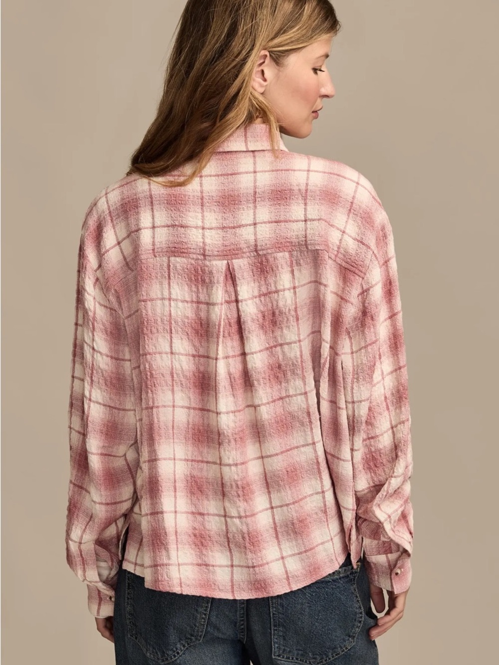 Lucky Brand Cropped Plaid Drapey Shirt - Picture 3 of 11